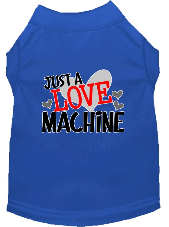 Love Machine Screen Print Dog Shirt Blue XS